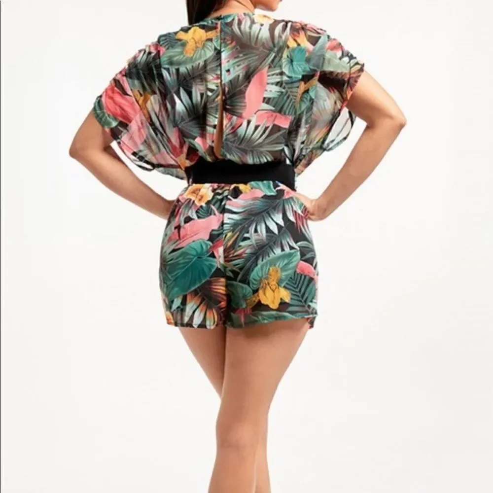 Tropical Kimono Chiffon Romper